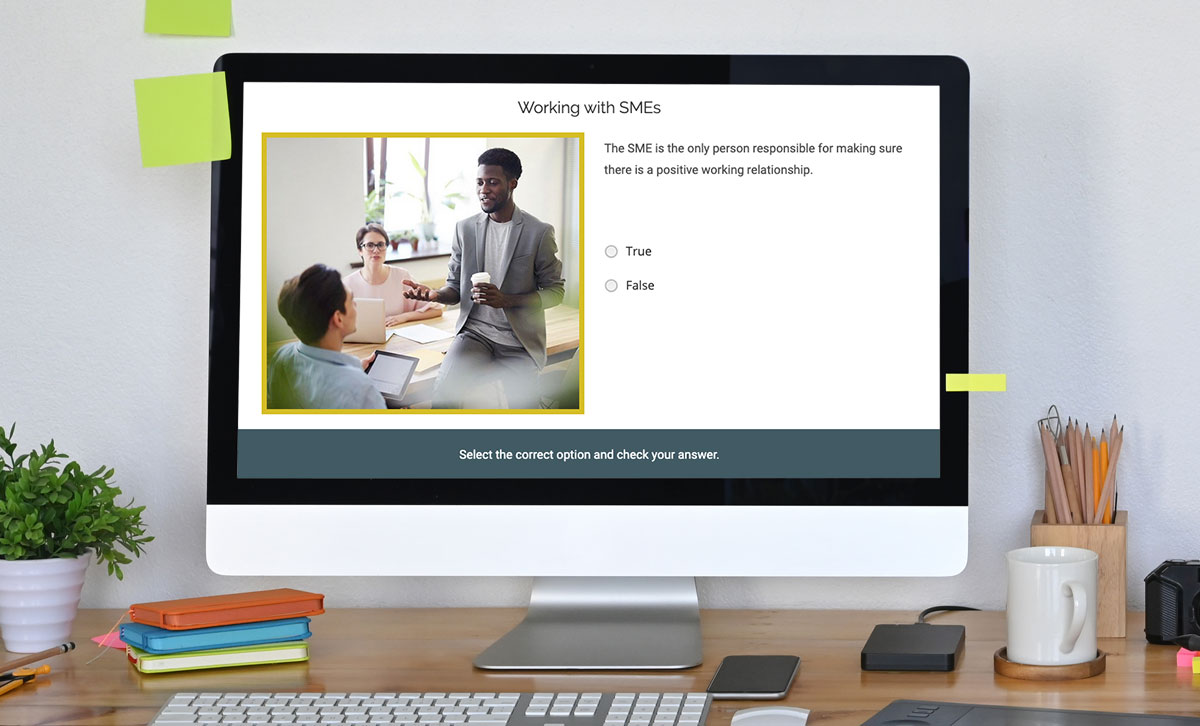 Screenshot showing Working with SMEs question slide. Screenshot showing Working with SMEs question slide.