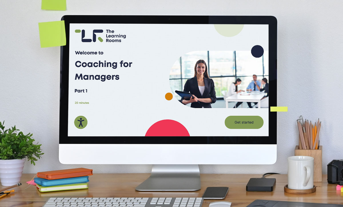 Screenshot showing the title slide of Coaching for Managers online course. Screenshot showing the title slide of Coaching for Managers online course.