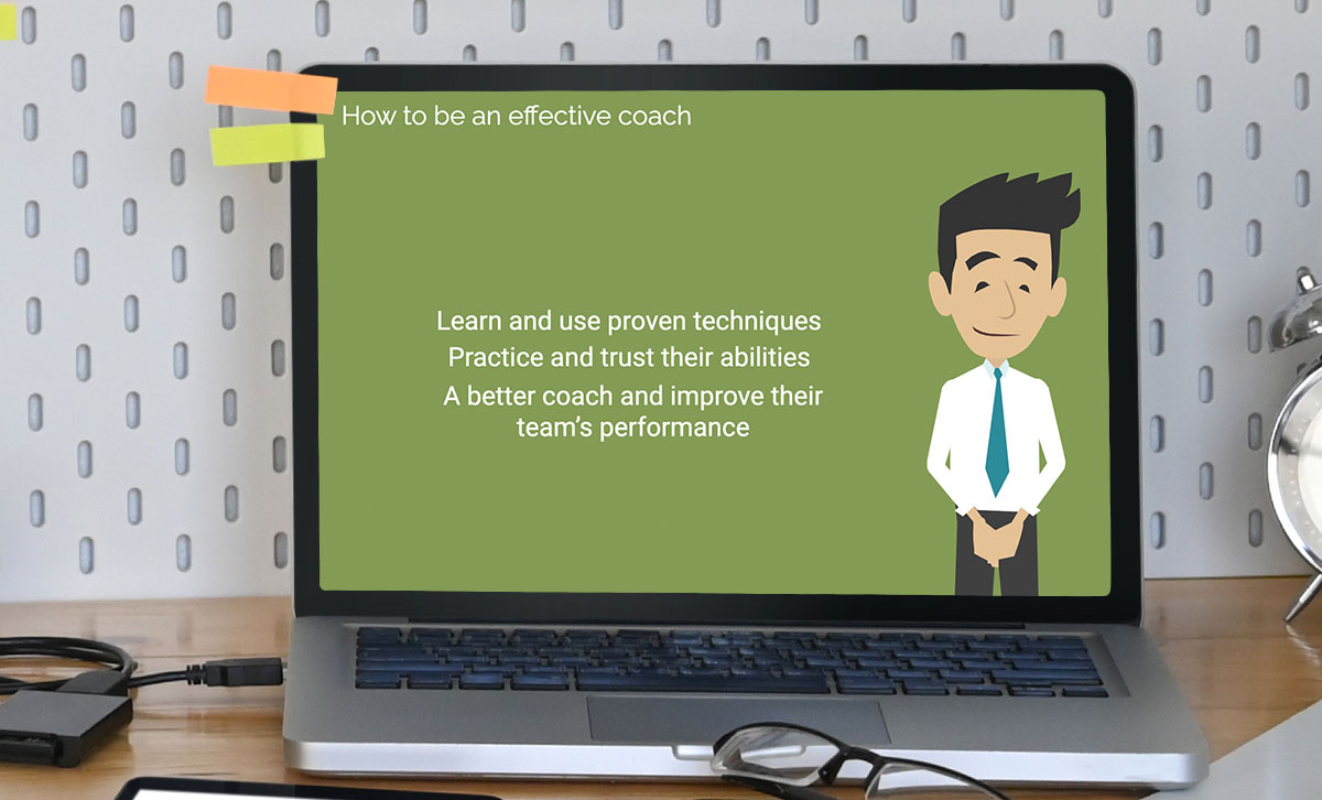 Screenshot showing How to be an effective coach slide. Screenshot showing How to be an effective coach slide.