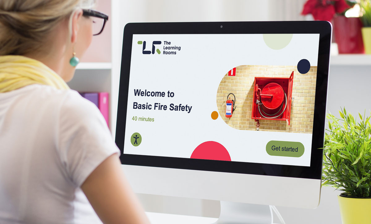 Screenshot showing the title slide of Basic Fire Safety online course. Screenshot showing the title slide of Basic Fire Safety online course.