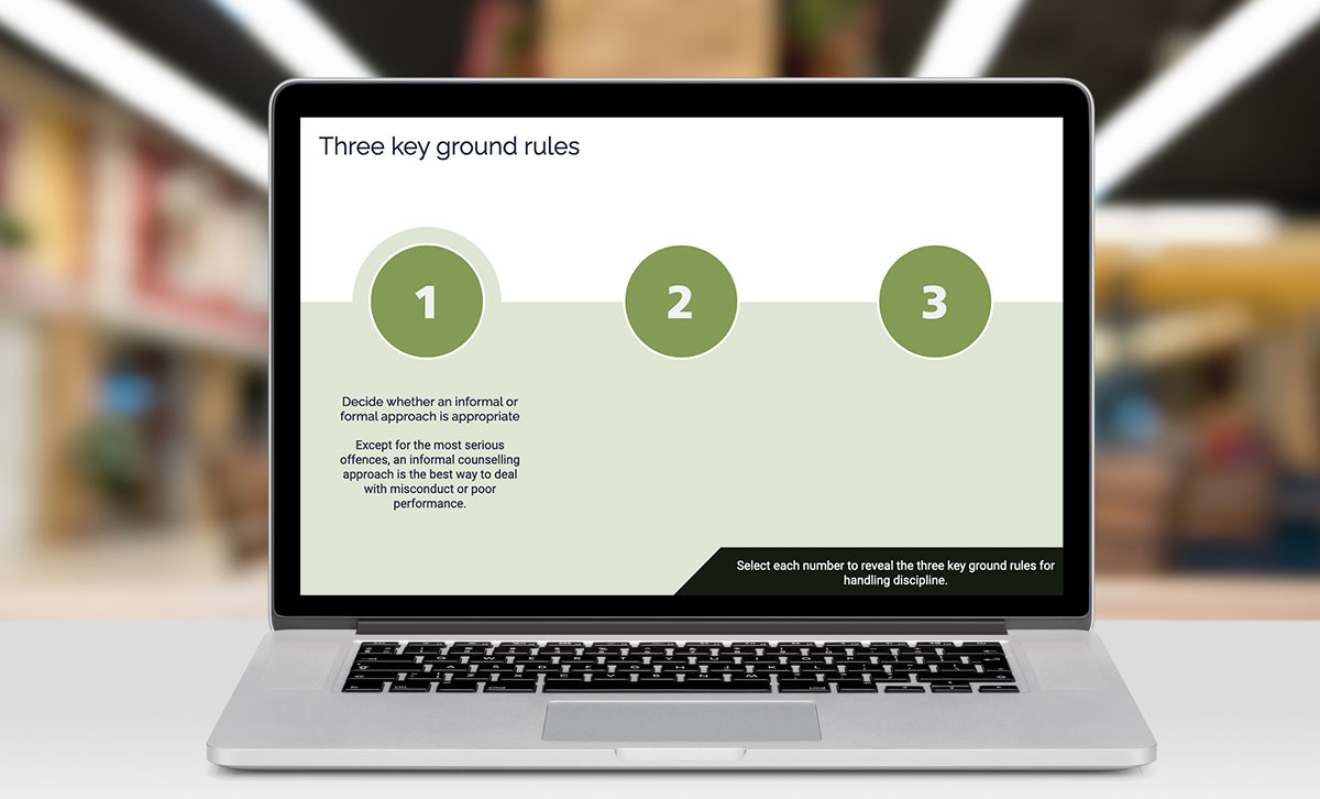 Screenshot showing Three key ground rules of discipline slide. Screenshot showing Three key ground rules of discipline slide.