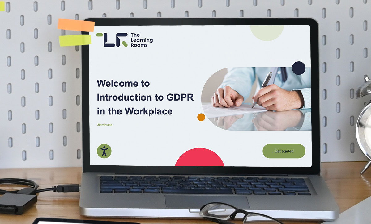 Screenshot showing the title slide of Introduction to GDPR in the Workplace online course. Screenshot showing the title slide of Introduction to GDPR in the Workplace online course.