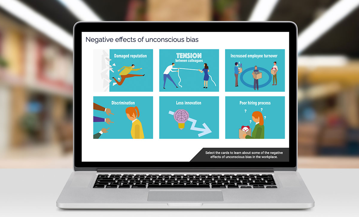Screenshot showing Negative effects of unconscious bias slide. Screenshot showing Negative effects of unconscious bias slide.