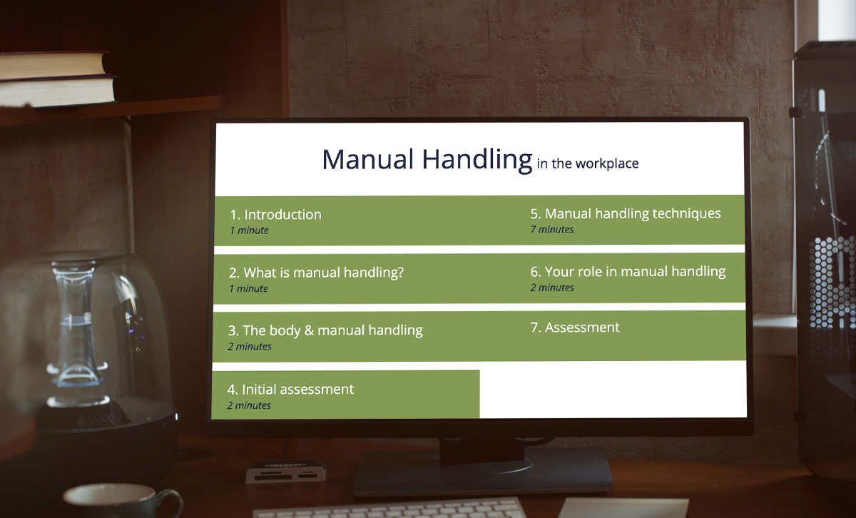 Screenshot showing Manual handling menu slide. Screenshot showing Manual handling menu slide.