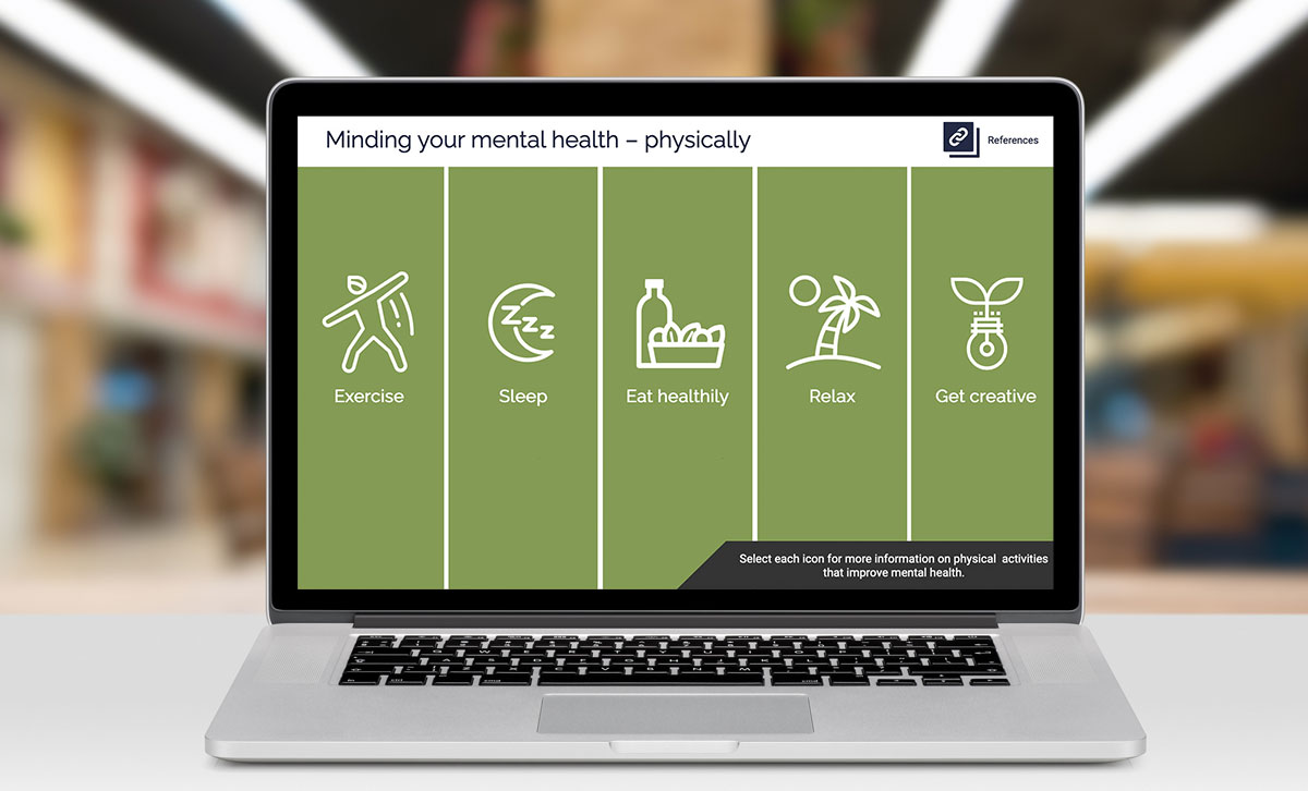 Screenshot showing Minding your mental health - physically slide. Screenshot showing Minding your mental health - physically slide.