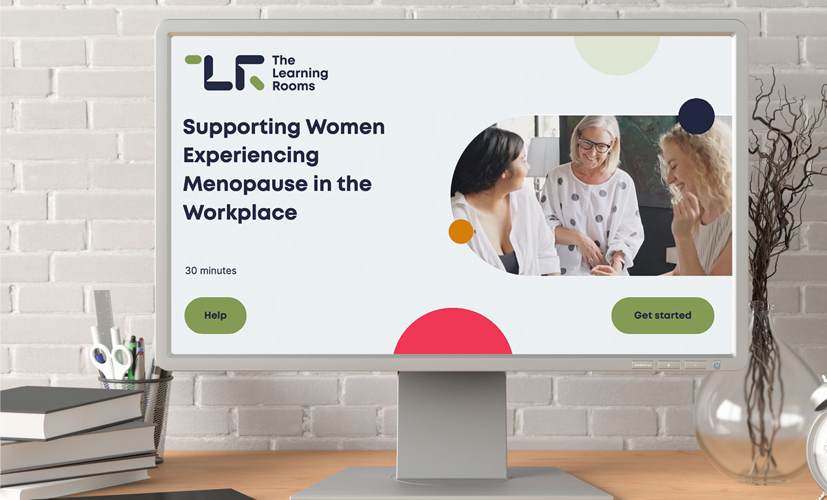 Screenshot shoing title slide of Supporting Women Experiencing Menopause in the Workplace online course. Screenshot shoing title slide of Supporting Women Experiencing Menopause in the Workplace online course.