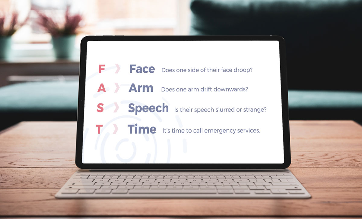 Screenshot of Basic First Aid eLearning course, F.A.S.T. slide