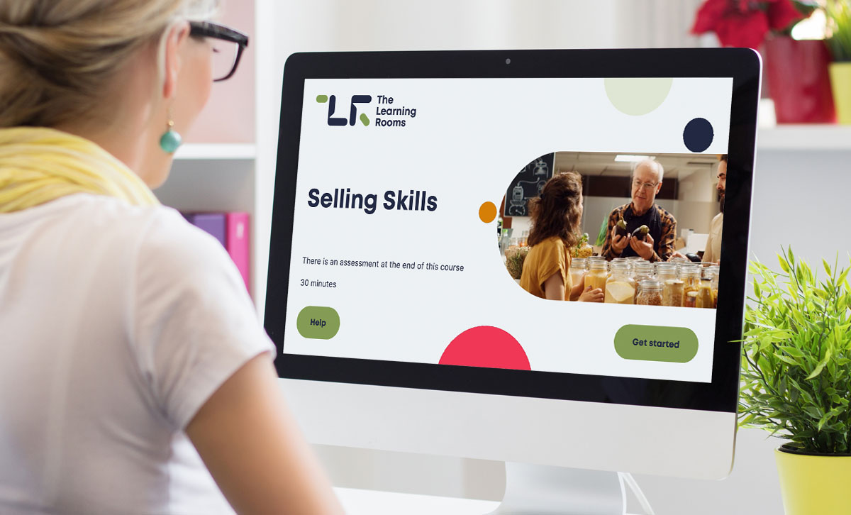 Screenshot showing the title slide of Selling Skills online course.