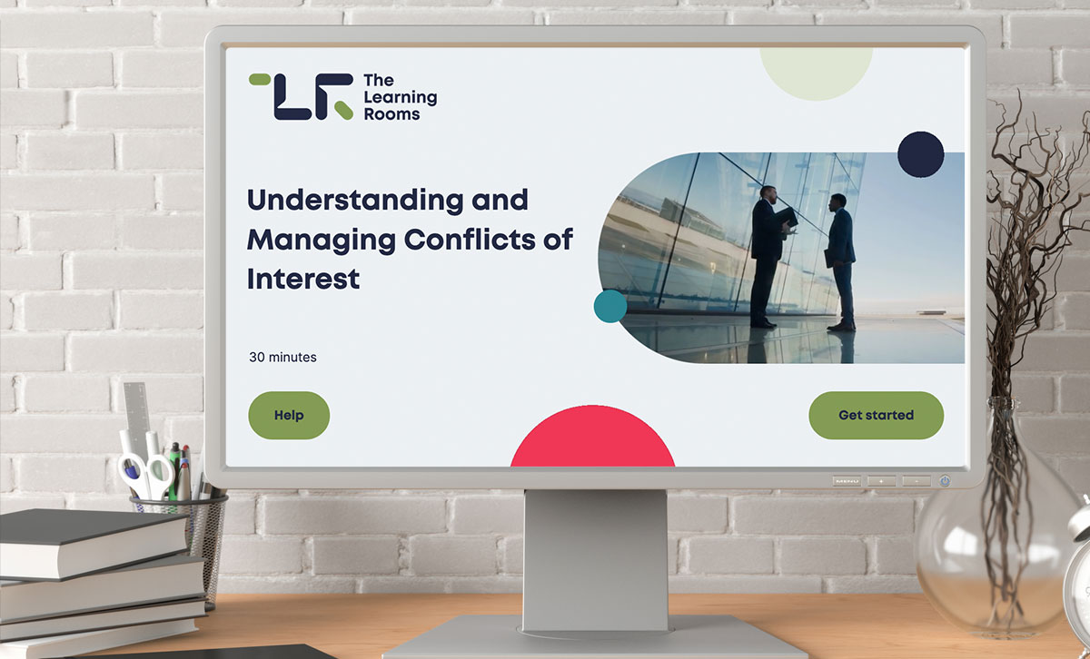 Screenshot showing the title slide of Understanding and Managing Conflict of Interest online course. Screenshot showing the title slide of Understanding and Managing Conflict of Interest online course.