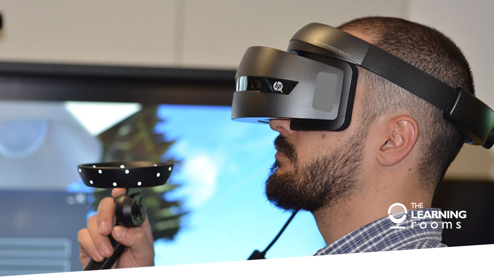 man wears VR headset