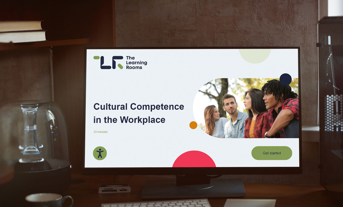 Screenshot showing the title slide of Cultural Competence in the Workplace online course.