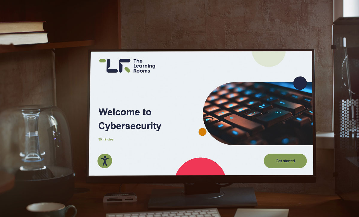 Screenshot showing the title slide of Cybersecurity online course.