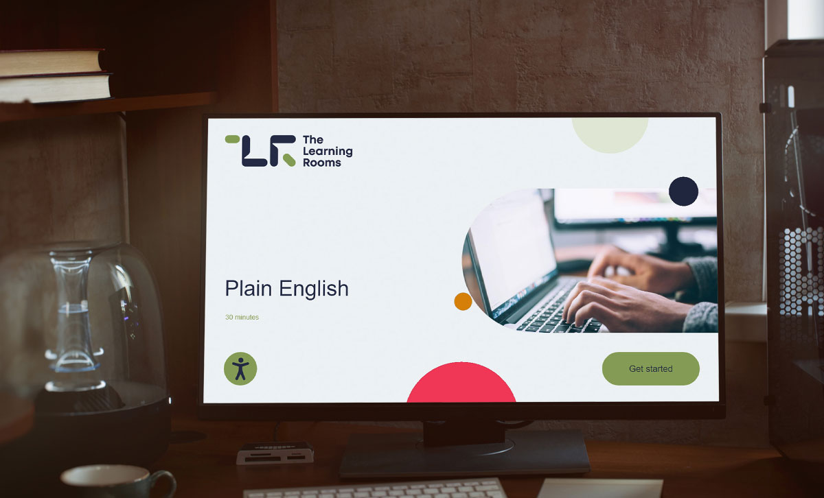 Screenshot showing the title slide of Plain English online course.