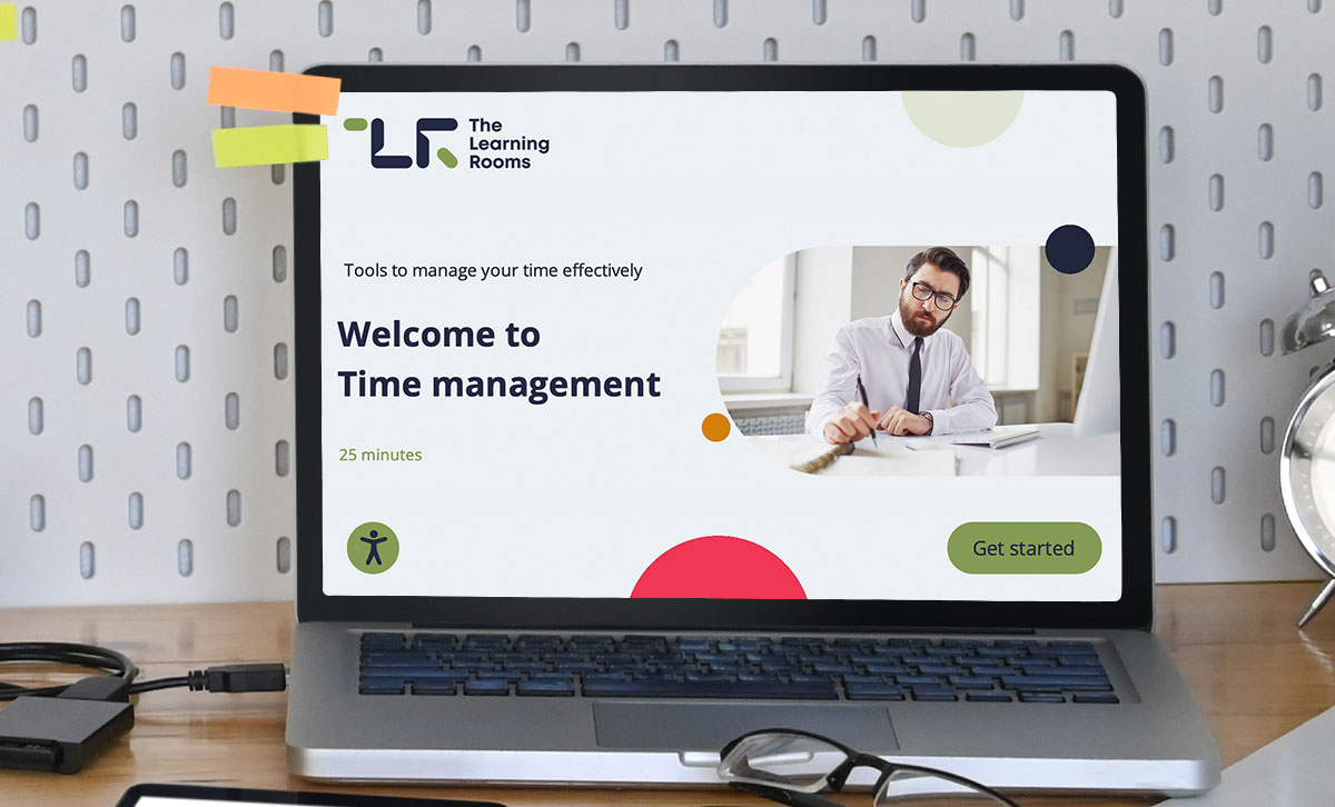 Screenshot showing the title slide of Time Management online course.